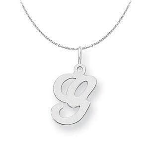 Silver, Sophia Collection, Small Script Initial G Necklace - 24 In